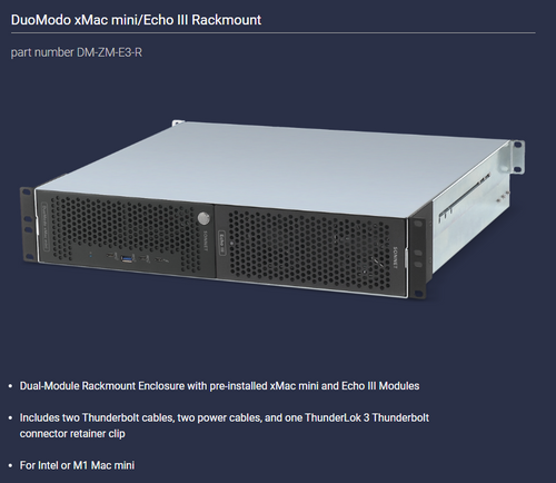 DuoModo xMac mini/Echo III Rackmount configured system for 2018-2023 Mac Mini DuoModo xMac mini/Echo III Rackmount configured system for 2018-2023 Mac Mini